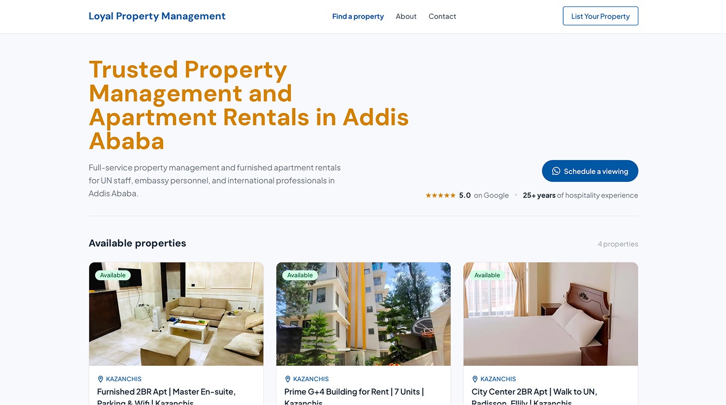 Loyal Properties listing site on homelistboard